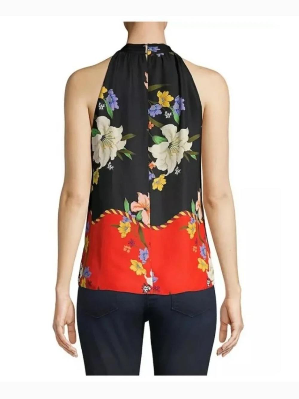 NWT Kobi Halperin Carine Floral Print Silk Blend Halter Blouse Size Medium - Picture 3 of 8